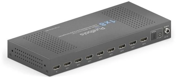 „PureTools PT-SP-HD18-48G“, HDMI, 8x HDMI, 3,5 mm, 7680 x 4320 pikselių, Juoda, Plienas