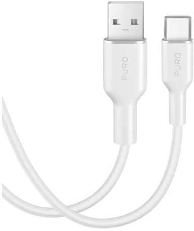Puro Elektrik Puro Soft USB-A – USB-C laidas 1,5 m – baltas