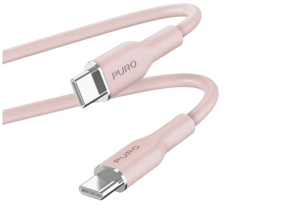 PURO ICON Soft Cable - Kabelis USB-C do USB-C 1.5 m Dusty Rožinė