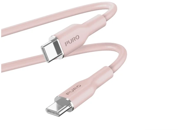 PURO ICON Soft Cable - Kabelis USB-C do USB-C 1.5 m Dusty Rožinė