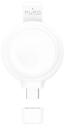 PURO Power Go Mini: nešiojamas įkroviklis Apple Watch laikrodžiui, skirta naudoti patalpose, USB, belaidis įkrovimas, balta