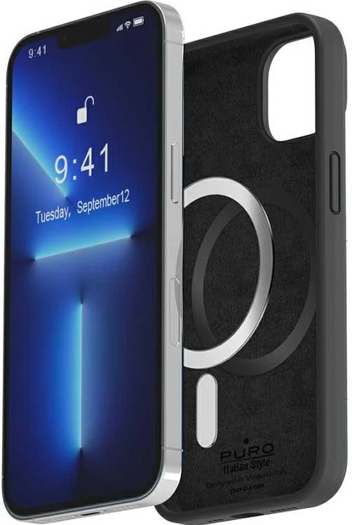 PURO ICON MAG MagSafe dėklas skirtas Apple iPhone 14/13 6,1", juodas