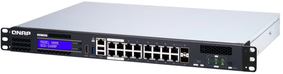 Šakotuvas QNAP QGD-1600P Valdomas Gigabit Ethernet (10/100/1000) Juoda, Pilka Maitinimas per Eternetą (PoE)