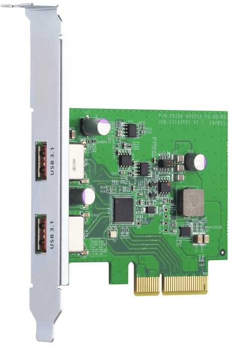 QNAP USB 3.2 Gen 2 dviejų prievadų PCIe išplėtimo plokštė