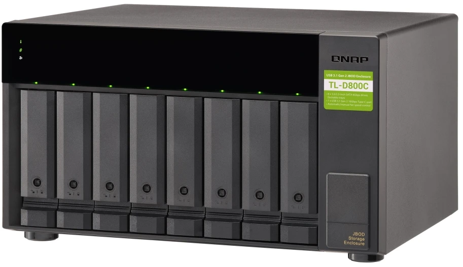 Serveris QNAP TL-D800C saugojimo diskų korpusas 2.5/3.5" HDD / SSD aptvaras Juoda, Pilka