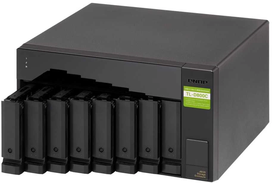 Serveris QNAP TL-D800C saugojimo diskų korpusas 2.5/3.5" HDD / SSD aptvaras Juoda, Pilka