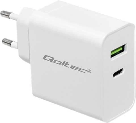 QOLTEC 51718 Įkroviklis 42W 5-20V 2.4-3A USB tipas C PD USB Baltas
