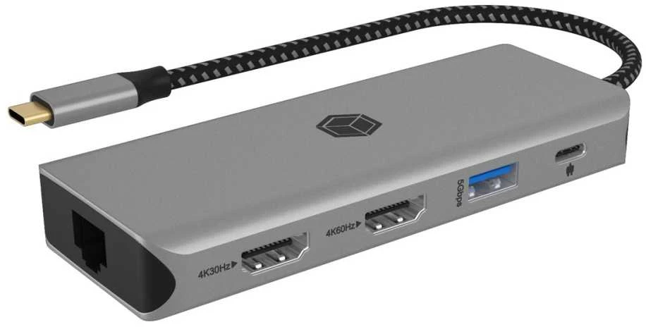 RAD ICY BOX IB-DK4012-CPD Vielinas USB 3.2 Gen 1 (3.1 Gen 1) Type-C Antracitas, Juoda