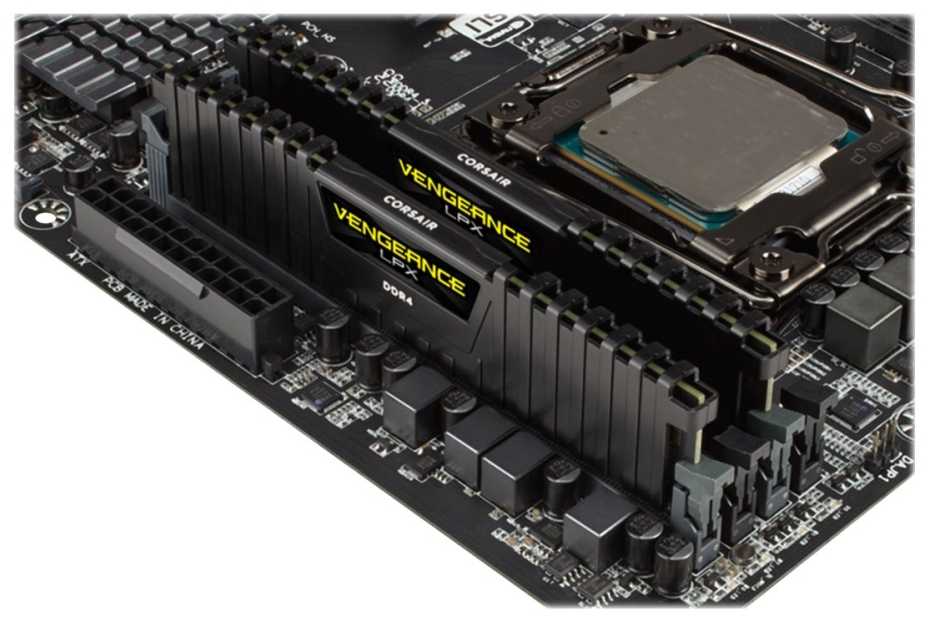 RAM CORSAIR DDR4 2400MHz 16GB 2 x 288 DIMM Nebuferinis 14-16-16-31 Vengeance LPX Juodas Šilumos skirstytuvas 1.20V
