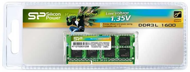 Nešiojamo kompiuterio atmintis Silicon Power DDR3 4GB 1600MHz CL11 SO-DIMM 1.35V žemos įtampos atmintis