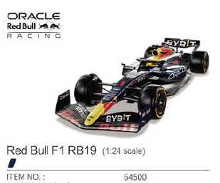 Metalinis automobilis 1:24 Raudonas Bull F1 RB19 RASTAR