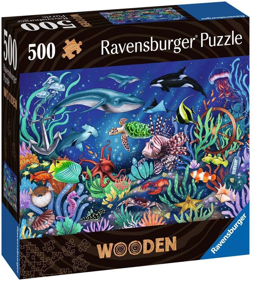 Ravensburger Medinė dėlionė 500 vnt. - Spalvingas jūros pasaulis