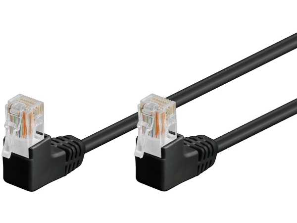 Goobay RB-LAN CAT 5e Jungiamasis laidas 1x 90 kampu, U/UTP, Juodas - Laido ilgis 10 m