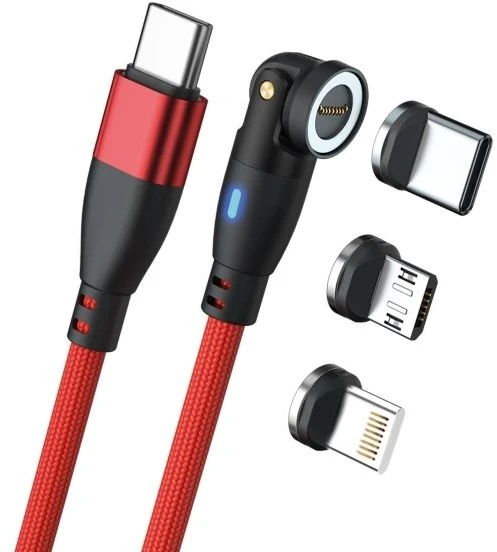 RealPower MagneticCharge 100, 1 m, USB C, raudona