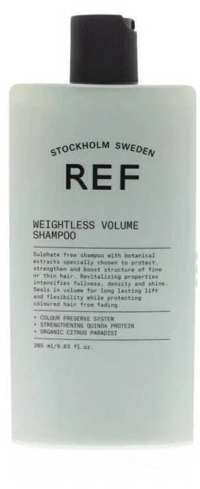 REF Weightless Volume šampūnas be sulfatų, suteikiantis apimties ir suteikiantis plaukams tekstūrą, 285 ml