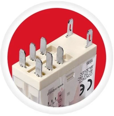 RELPOL Relės rinkinys 8A 2 C/O 24VDC, stiklinė relė su lizdu ir LED varžtiniais gnybtais