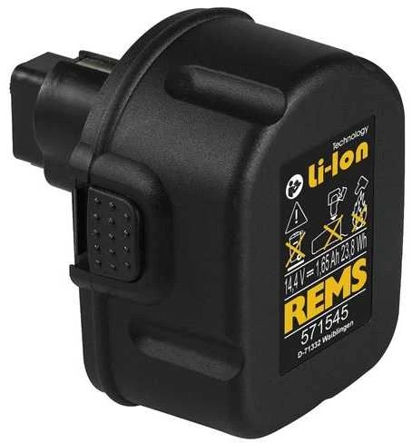REMS 14,4V akumuliatorius su technine lipduko informacija