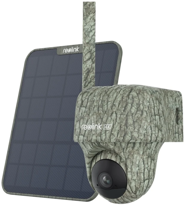 „Reolink Go“ serijos G450 su saulės baterijomis 2 – 4K 4G LTE PT laukinės gamtos kamera, gyvūnų aptikimas ir atpažinimas, 360° vaizdas, 32 GB „Micro SD“ kortelė, IP apsaugos kamera, lauko, laidinė ir belaidė, „Google Assistant“, išorinė, tvirtinama prie lubų / sienos