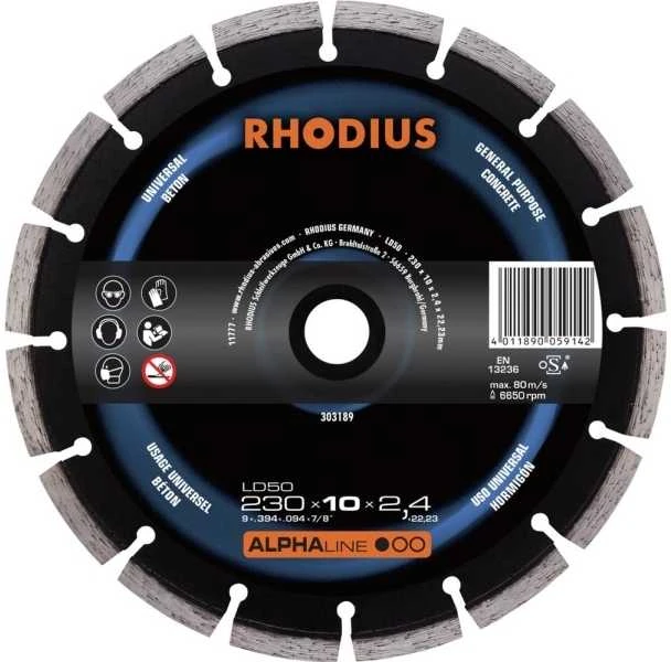 Rhodius Deimantiniai pjovimo diskai LD50 230x7,0x2,4x22,23