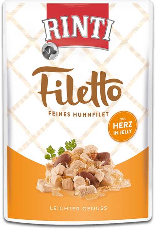 RINTI Filetto vištiena fillet with hearts – drėgnas ėdalas šunims – 100g