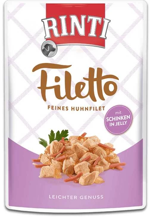 FINNERN GmbH end Co. KG Rinti Filetto šunų konservai su vištiena ir kumpiu 100 g, maišelyje