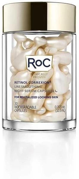 ROC Retinol Correxion Line Smoothing Night Serum glotninančios naktinės veido serumo kapsulės, 10.5 ml