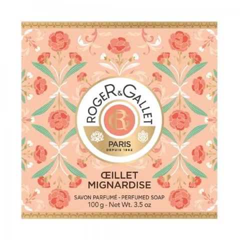 Roger & Gallet Oeillet Mignardise Soap Bar parfumuotas muilas rankoms ir kūnui, 100 g