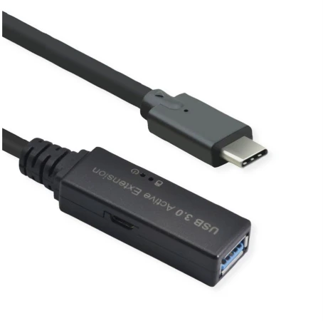 USB kabelis Roline USB-C - USB-A 15 m, juodas