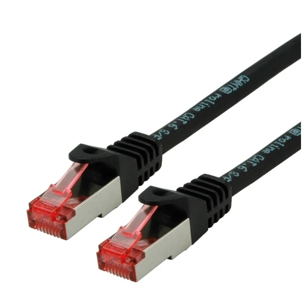Roline ROLINE - Komutacinis kabelis - RJ-45 (M) į RJ-45 (M) - 1,5 m - SFTP, PiMF - CAT 6 - be halogenų, formuotas, daugiagyslis - juodas (21.15.2654)