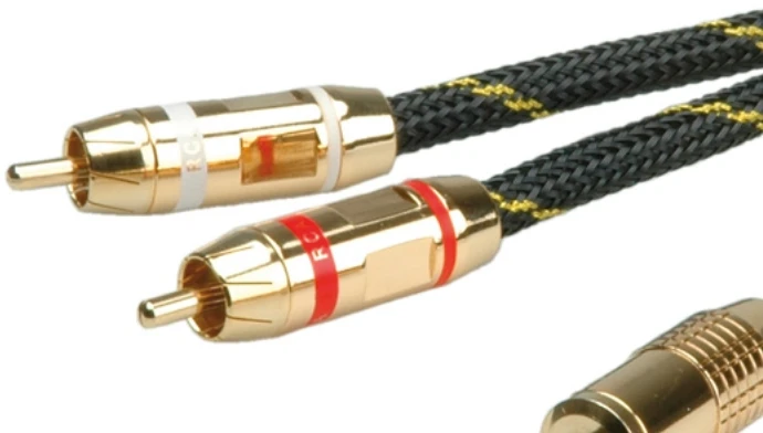 Tulip Roline Gold 3,5 mm stereo garso jungiamasis laidas – 2x tulpė, M/M, 10 m