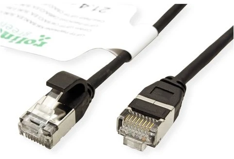 Roline ROLINE Žalias F/UTP DataCenter Patch Cord Cat.6A (EA klasė), LSOH, labai plonas, juodas, 3 m