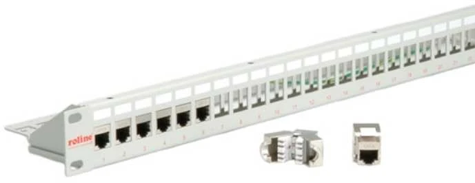 Roline 19cal Keystone Patchpanel 24Port Cat6 screened lightgrey without module - 26.11.0359