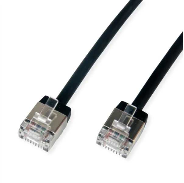 Roline ROLINE U/FTP Data Center Patch Cord Cat.6A (Class EA), LSOH, Slim, Ultra Short Connector, juoda, 0,5 m