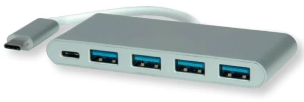 Roline Koncentrator ROLINE USB3.2 Gen1, 4 porty, złącze typu C, su adapteriu (PD)