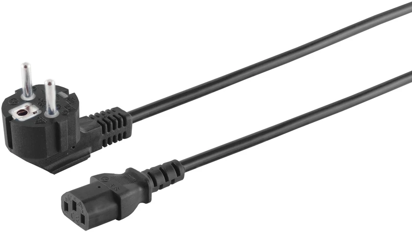 S-Conn Schuko maitinimo laidas kampinis - C13, 1,8 m, juodas