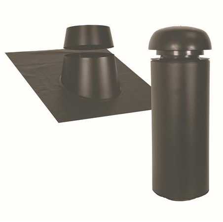 SABETOFLEX Sabeto stogo stogo gaubtas 160, ilgis 600 mm, stogo nuolydis 10–32°, juodas/juodas su „Flex“ danga. (2 vnt. su vamzdžiu ir danga). Tiekiamas BE atramos.