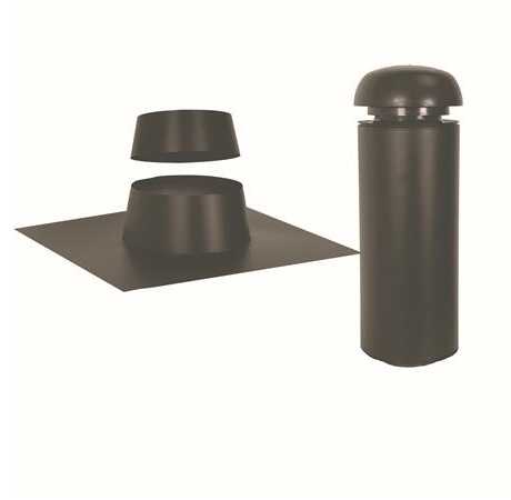 SABETOFLEX Sabeto stogo stogo dangtis 160, ilgis 600 mm, stogo nuolydis 0–9°, juodas/juodas su plienine skarda (2 vnt. su vamzdžiu ir skarda). Tiekiamas BE atramos.