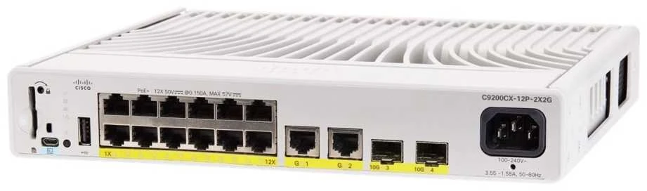 Šakotuvas Cisco Catalyst 9000 kompaktiškas komutatorius su 12 prievadų PoE+ 240W ADV