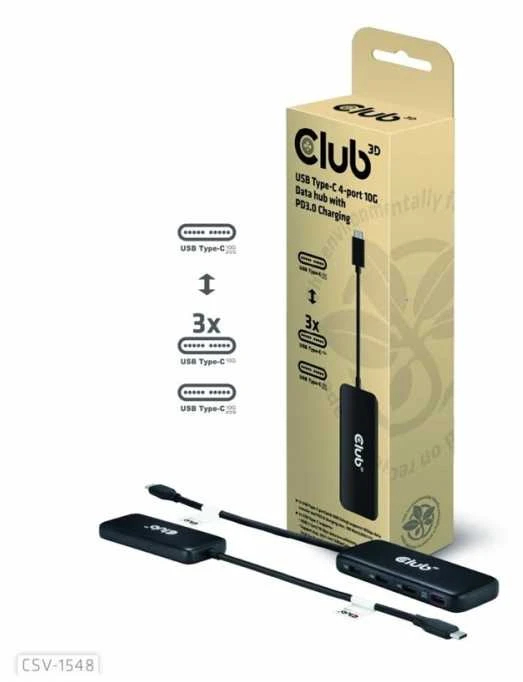 Club 3D Club3D šakotuvas 1xUSB-C ir 4xUSB-C, 10Gbps prievadas, PD 3.0
