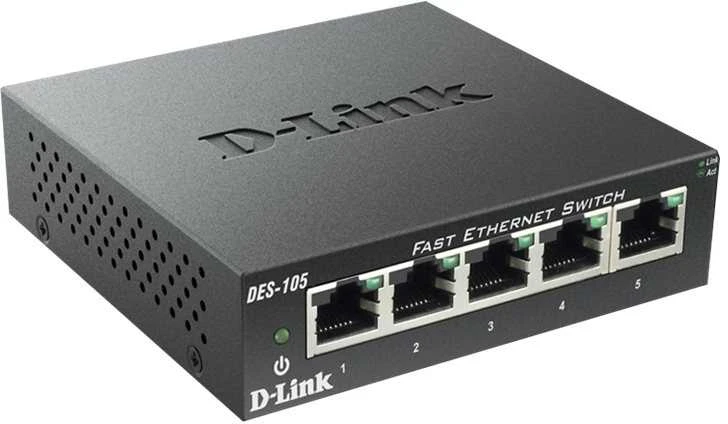 Šakotuvas D-LINK 5 prievadų 10/100 metalinio korpuso stalinio kompiuterio jungiklis