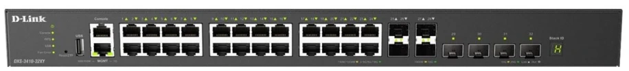 Šakotuvas D-Link DXS-3410-32XY/E 3 lygio sudedami 10 gigabitų valdomi komutatoriai | D-Link