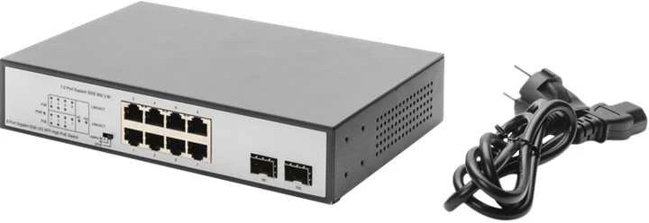 Šakotuvas Assmann Electronic DIGITUS 8 Port Gigabit Switch 8xRJ45 6xPoE + 2G SFP 180W 802.3 af/at/bt standarto palaikymas