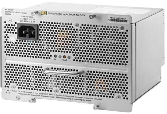 Šakotuvas Hewlett Packard (HP) HP Enterprise J9829A – Maitinimo šaltinis – Aruba 5400R zl2 – 1100 W – 110 – 240 V – 50/60 Hz – 189,2 mm