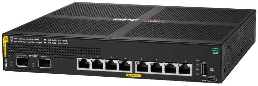 Šakotuvas HPE Aruba Networking CX6000 valdomas komutatorius (S4R23A) 8x 1G Ethernet, 2x 1G SFP, PoE/PoE+ 67W