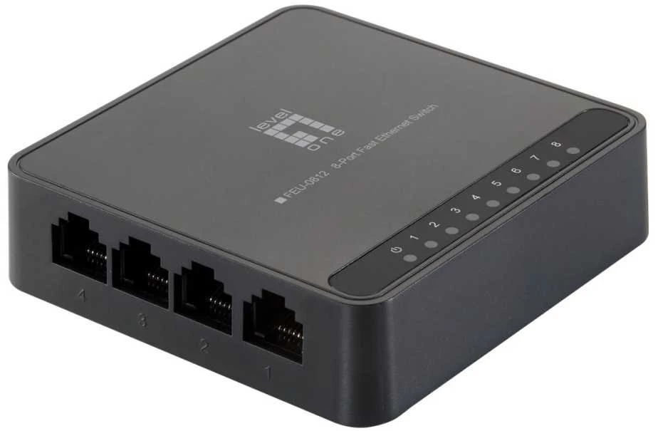 Šakotuvas Digital Data Communications „Level One“ FE komutatorius su 8 prievadais, 100 Mbps