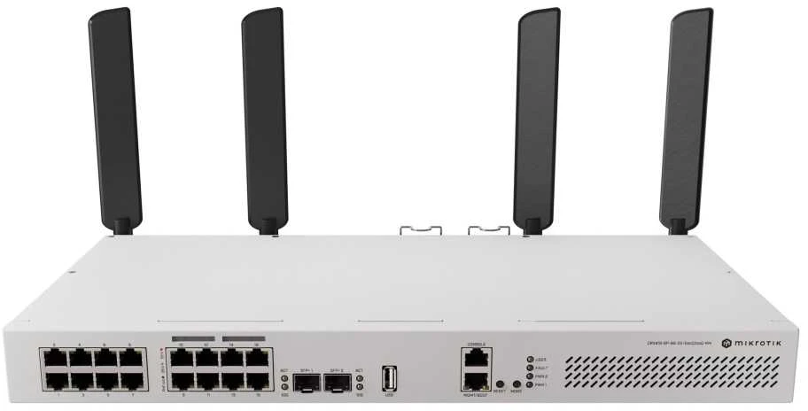 MikroTik | Debesų maršrutizatorius su RouterOS L5 Rackmount korpusu | CRS418-8P-8G-2S+5axQ2axQ-RM