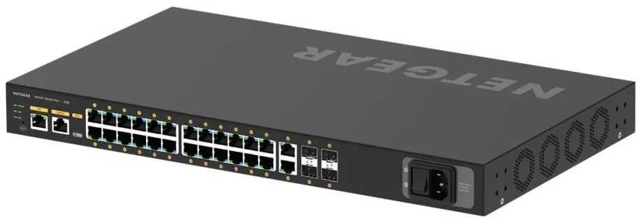 Šakotuvas NETGEAR AV Line M4250-26G4F-PoE+ 24x1G PoE+ 300W 2x1G ir 4xSFP valdomas jungiklis