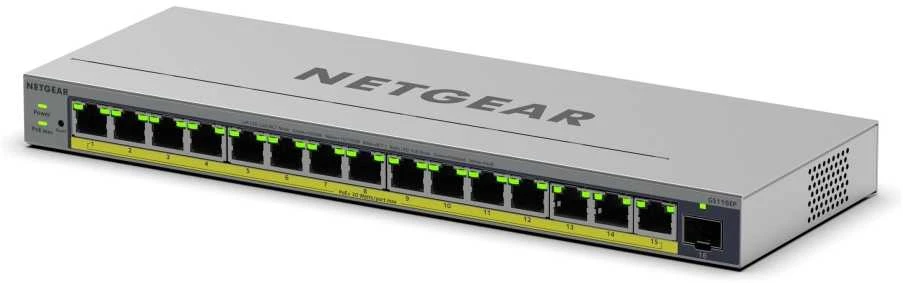 Šakotuvas Netgear 16-PORT POE+ 1G PLUS SWITCH - 1XSFP PORT 180W