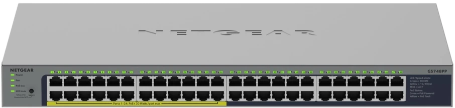 Šakotuvas Netgear 48-PORT 1G UNMANAGED POE SWITCH - RACKMOUNTABLE