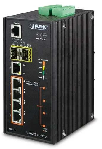 Šakotuvas Jungiklis Planet IP30 Industrial L2/L4 4-Port IGS-5225-4UP1T2S